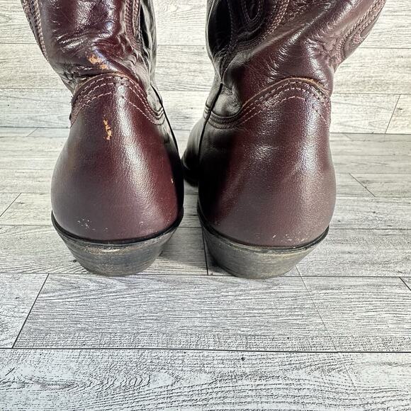 Nocona Boots Brown Burgandy Leather Cowboy Men’s Sz 10 Pointed Toe Made USA - Picture 3 of 15
